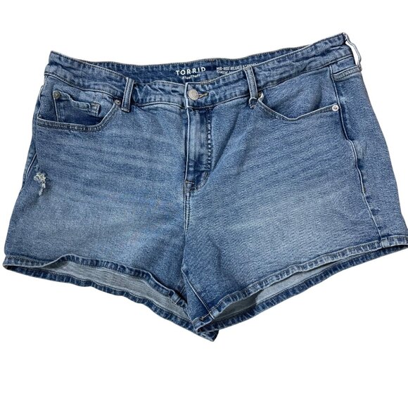Torrid Mid Rise Relaxed Classic Denim 5" Shorts Blue Sz 18 (2023 Style) - Picture 1 of 10
